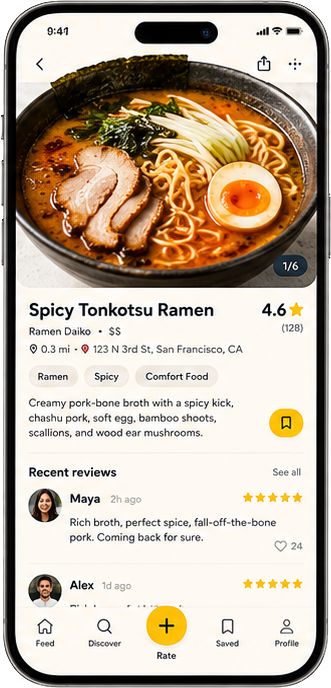 Spicy Tonkotsu Ramen detail screen